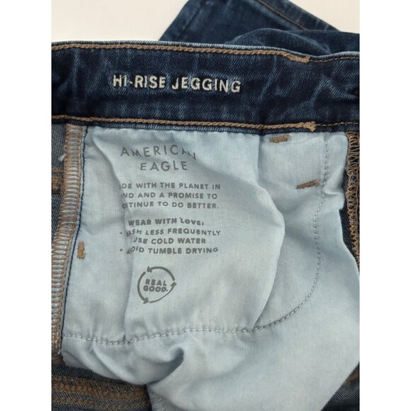 American Eagle Jean 8 High-Waisted Jegging Dark Wash Clean Girl Street Style - Picture 15 of 16